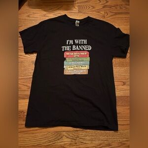 I'm With The Banned Cotton Women's Comfortable Black Banned Books Sz M T-Shirt